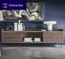 Contemporary sideboard Priv Awalnutmetalglass