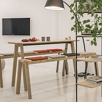 Contemporary bench E-QUOwoodenwithout backrestwithout armrests