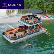 Outboard pontoon boat series-30ftwin-enginetri-tubedouble terrace deck