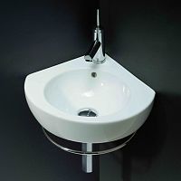 Wall-mounted washbasin CEUTAceramicstainless steelwith towel rack