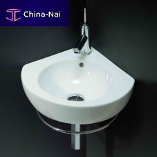 Wall-mounted washbasin CEUTAceramicstainless steelwith towel rack