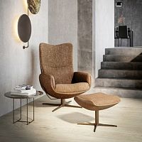 Contemporary armchair TIME-OUTfabricleatherwith footrest