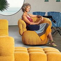 Contemporary armchair BALAAOfabricwoodenwith footrest