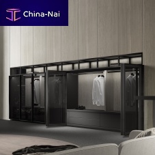 Contemporary wardrobe LUXURY STONES ARGENTUM LEACH GRISglassstonewith swing doors