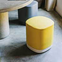 Contemporary pouf PUCK fabricaluminumsquare