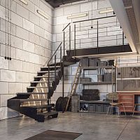 Straight staircase ASTAquarter-turnhalf-turnwooden step
