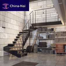 Straight staircase ASTAquarter-turnhalf-turnwooden step