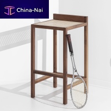 Contemporary bar stool ALTO American walnutoakrattan