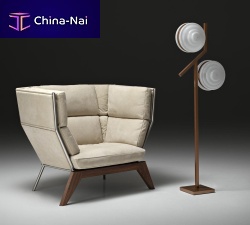 Contemporary armchair CAESARleatherfabricwalnut