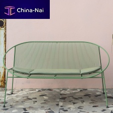 Contemporary bench Hula Sunbrella®powder-coated stainless steelwith backrest