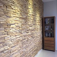 Wall-mounted paneling TAMBORAsolid woodteaktextured