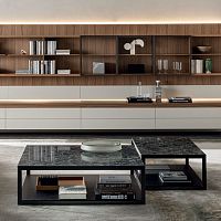 Contemporary coffee table ALISEEsmoked glassmarblemetal base