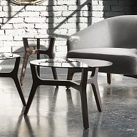 Contemporary coffee table Libra 298smoked glassoak baseamerican walnut base