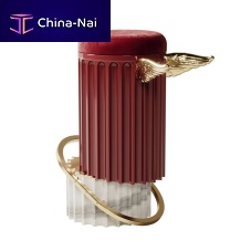Original design bar stool FLAHYvelvetpolished brass baseglossy lacquered wood base