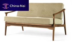 Traditional sofa T-100 fabricbeigewalnut