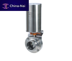 Butterfly valve pneumatically-operatedfor controlfor liquid food products and beverages