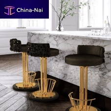 Traditional bar chair PILARliving roomvelvetpolished brass