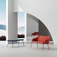Contemporary upholstered bench KEDUAfabricmetal basewith backrest