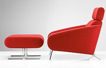 Contemporary armchair FAUBOURGleatherfabricwith footrest