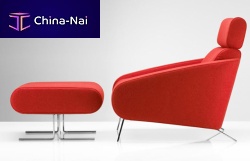 Contemporary armchair FAUBOURGleatherfabricwith footrest