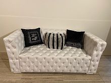 Chesterfield sofa Linfabricleatherwhite