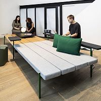 Contemporary bench ISLANDcross-laminated timberwith backrestwithout armrests