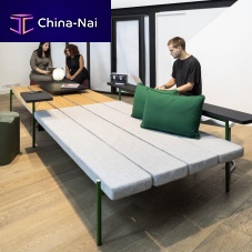 Contemporary bench ISLANDcross-laminated timberwith backrestwithout armrests