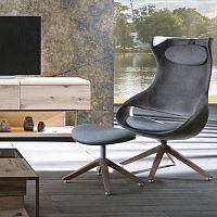 Contemporary footrest V-Cubefabricleather