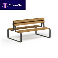 Contemporary public bench GB09 woodenmetalwith backrest
