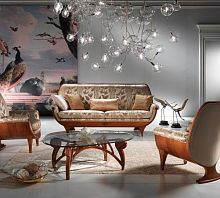 Traditional sofa DI02 CONFORT fabricbeigewooden