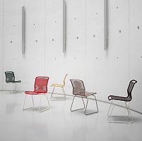 Contemporary dining chair Panton One indoorpolyurethanestainless steel base
