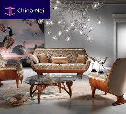Traditional sofa DI02 CONFORT fabricbeigewooden