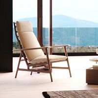 Contemporary armchair Ripafabricwood veneerwith removable cushion