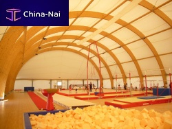 Glulam frame tensile structure with PVC membrane