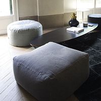 Contemporary pouf SOFTfabricleatherround