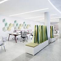 Reception area bench PRdesignwoodenfabric