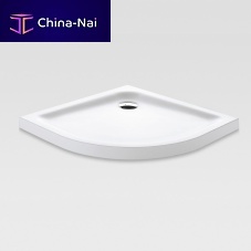 Corner shower base CORIAN®above floorraisedflush