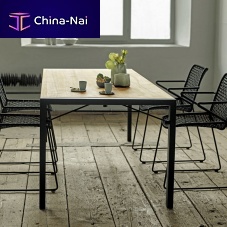 Contemporary table FLIPteakstainless steel baserectangular