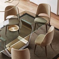 Contemporary chair Enzoliving roomfabricwalnut base