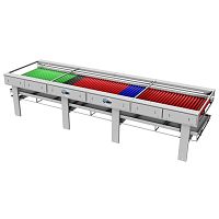 Fruit washing machine brushwith belt conveyor