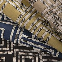 Curtain fabric CIRCUIT EMB geometric patterncottonlinen