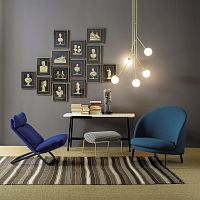 Contemporary fireside chair CROSSleatherfabricmetal