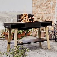 Charcoal barbecue GRL104free-standingstainless steelwooden