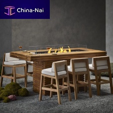 Contemporary high bar table GIN 90 (BAR)teakstainless steeltempered glass