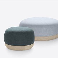 Contemporary pouf EGONfabricleatherwooden