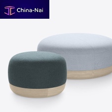 Contemporary pouf EGONfabricleatherwooden