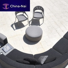 Contemporary ottoman BELTfabricroundwith washable removable cover