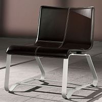 Contemporary fireside chair ROCKleatheraluminumsled base