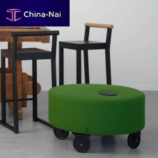 Contemporary pouf DOTfabricleatherround