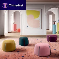 Contemporary pouf PRINCEfabricroundsquare